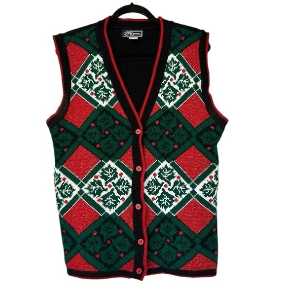 Vintage Holly Metallic Sweater Vest - Picture 1 of 9